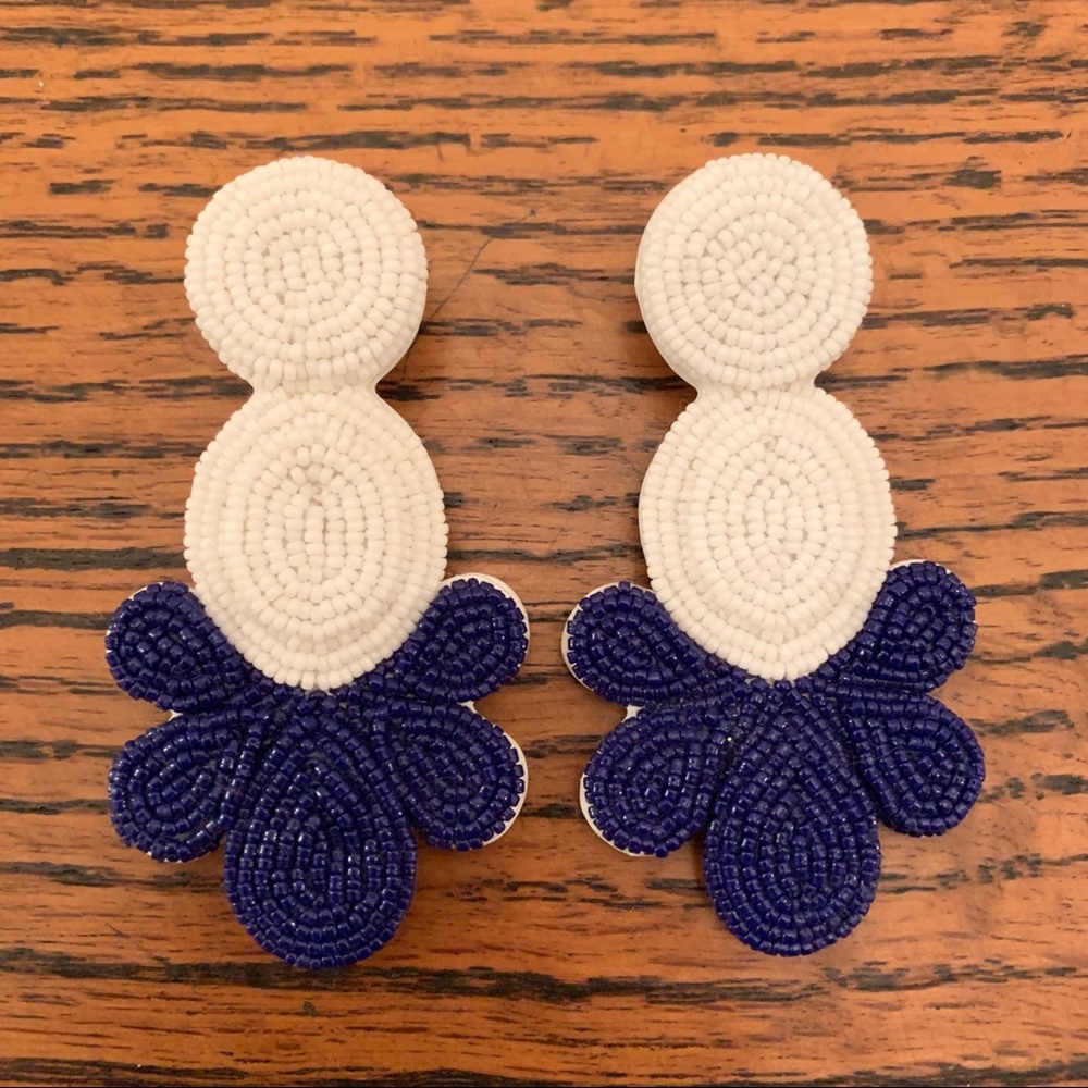 NWOT J.Crew Beaded Leather Backed Stud Earrings